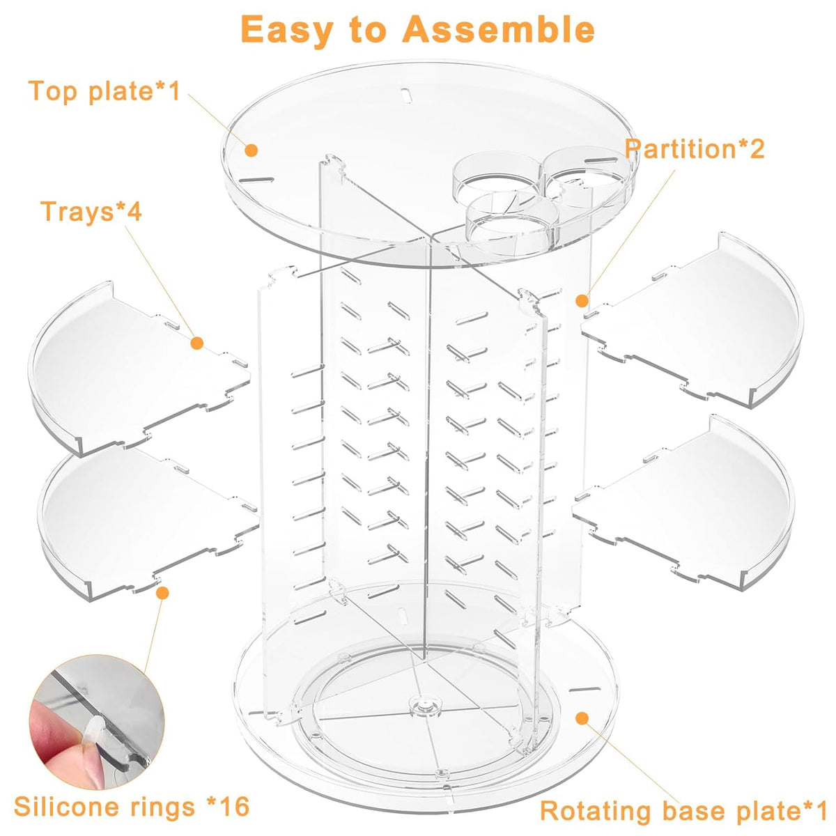 LuxeVue 8-Layer Makeup Carousel – Time-Saving Vanity Organizer That Keeps Every Bottle Within Reach, Clear Acrylic
