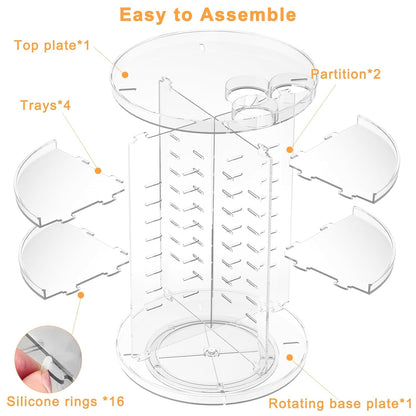 LuxeVue 8-Layer Makeup Carousel – Time-Saving Vanity Organizer That Keeps Every Bottle Within Reach, Clear Acrylic