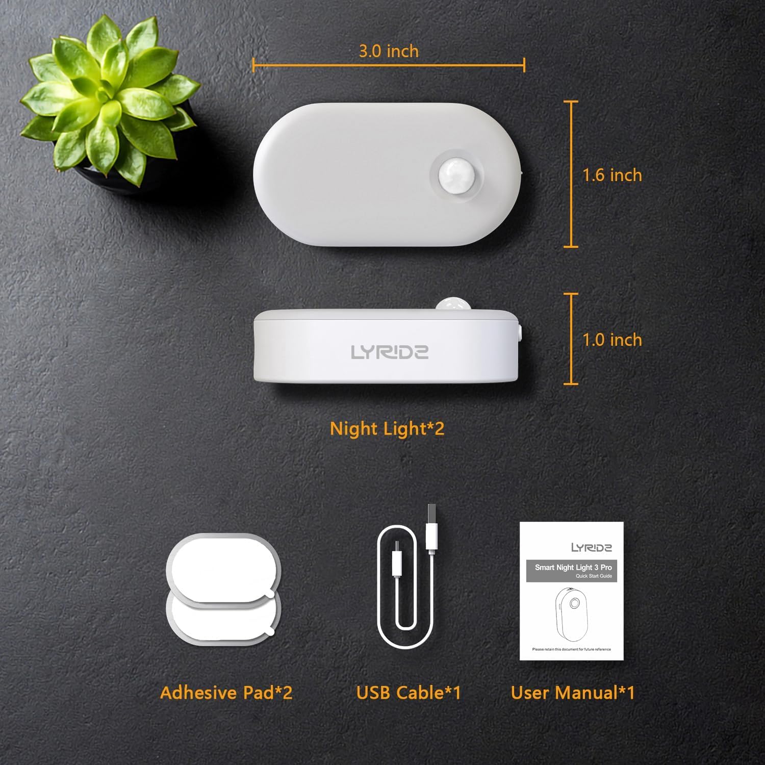Lyridz Rechargeable Mini Night Light for Clean Modern Interiors, 3 Inch Wireless LED with Hidden Magnetic Mount for Clutter Free Walls