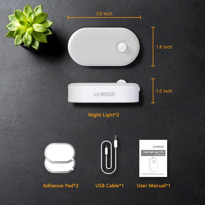 Lyridz Rechargeable Mini Night Light for Clean Modern Interiors, 3 Inch Wireless LED with Hidden Magnetic Mount for Clutter Free Walls