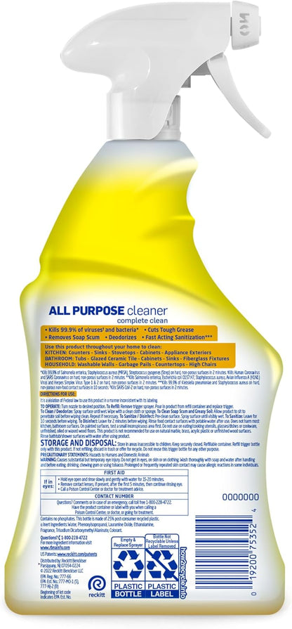 Lysol All Purpose Cleaner Spray – Mindful Home Disinfectant for a Healthier Living Space, 32 Fl Oz