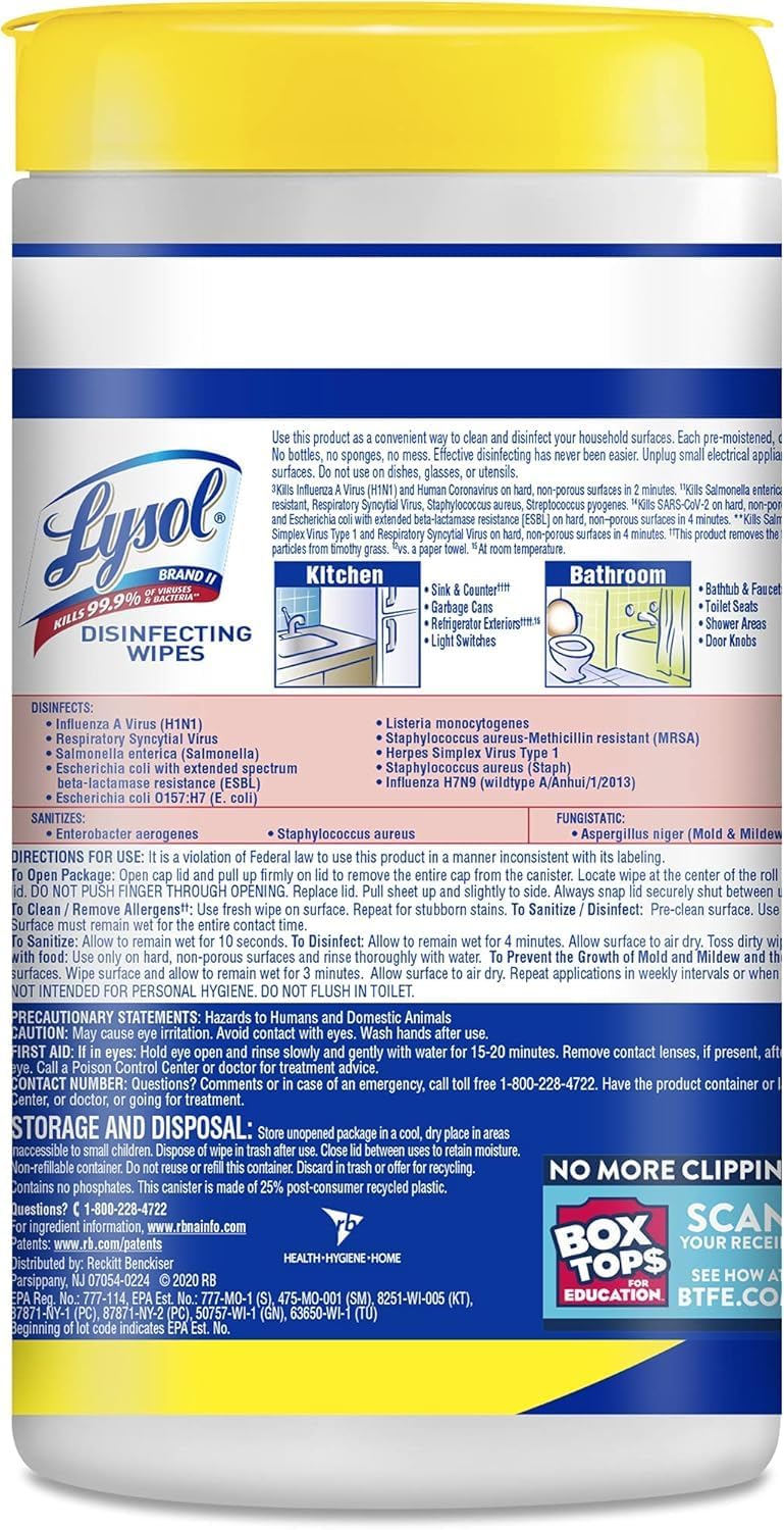 Lysol Disinfecting Wipes Bundle – Portable Disinfectant Pack for Camping Trips, Trail and Picnic Table Sanitizing on the Go, 80 Count