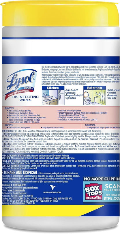 Lysol Disinfecting Wipes Bundle – Portable Disinfectant Pack for Camping Trips, Trail and Picnic Table Sanitizing on the Go, 80 Count