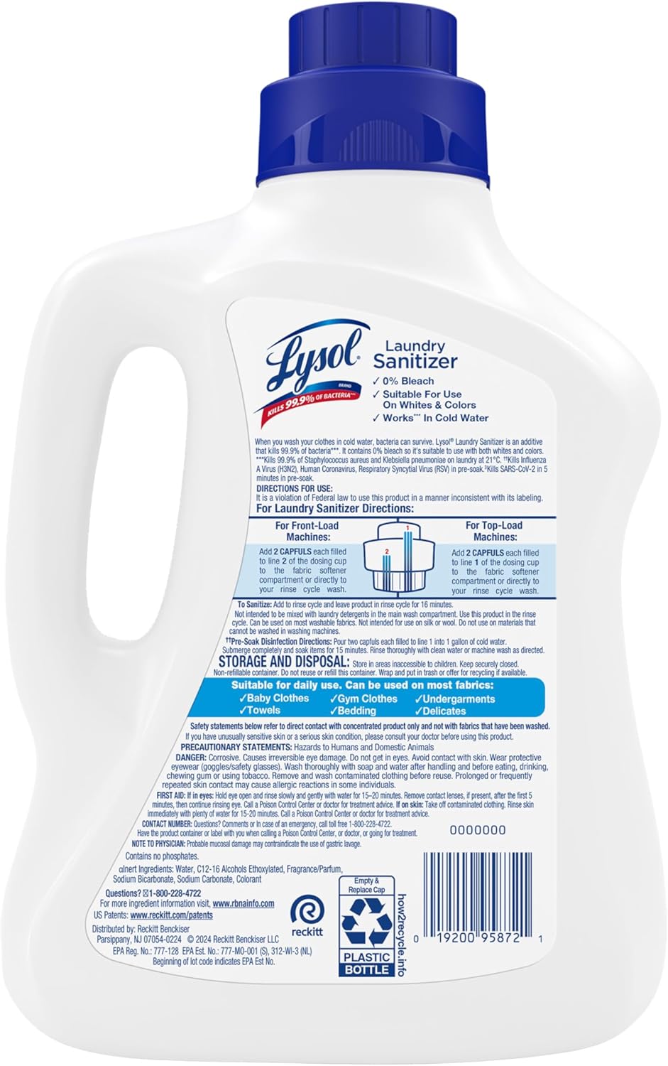 Lysol Laundry Sanitizer Additive All-Purpose Laundry Sanitizer for Shared Family Washers, 90oz