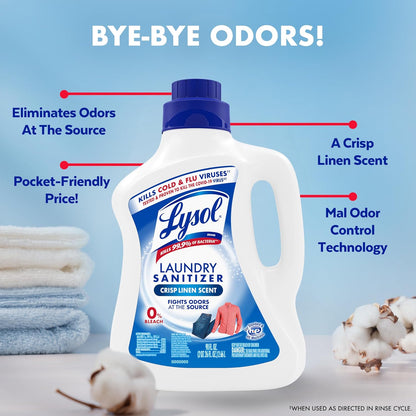 Lysol Laundry Sanitizer Additive All-Purpose Laundry Sanitizer for Shared Family Washers, 90oz