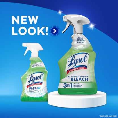 Lysol Multi-Purpose Cleaner with Bleach – 5-Minute Fast Disinfecting Spray for Busy Households, 32oz