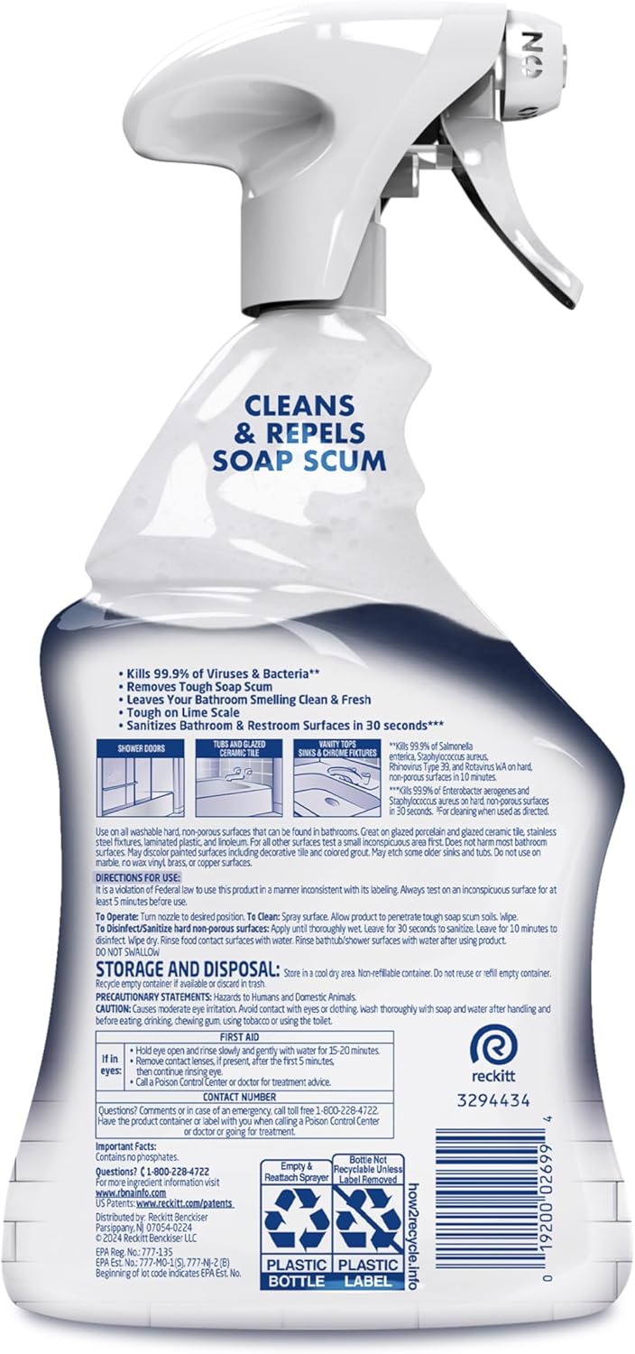 Lysol Power Foaming Bathroom Cleaner – Bleach-Free Disinfectant for Family and Kids' Bathroom Cleaning, 32 Oz