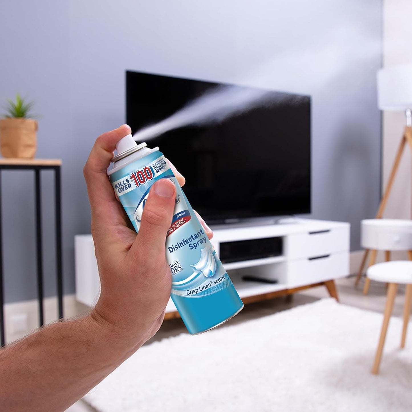 Lysol To Go Disinfectant Spray – Outdoor Adventure Sanitizer for Camping Chairs and Picnic Gear, Crisp Linen