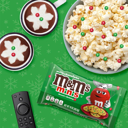 M&M'S Christmas Minis Milk Chocolate – Family Movie Night Popcorn Topping for Kids' Holiday Parties, 10 oz