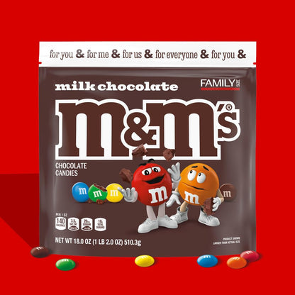 M&M'S Milk Chocolate Candy for Office Snack Pantry – 18 oz Resealable Family Size Bulk Bag