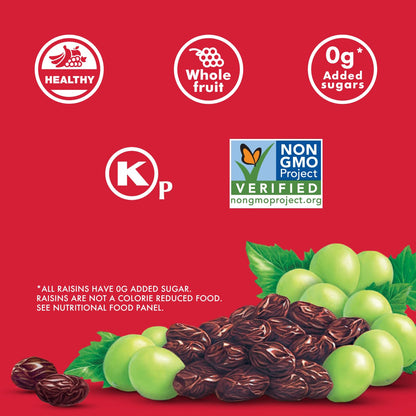made from 100% california seedless grapes, sun-dried with no added sugar