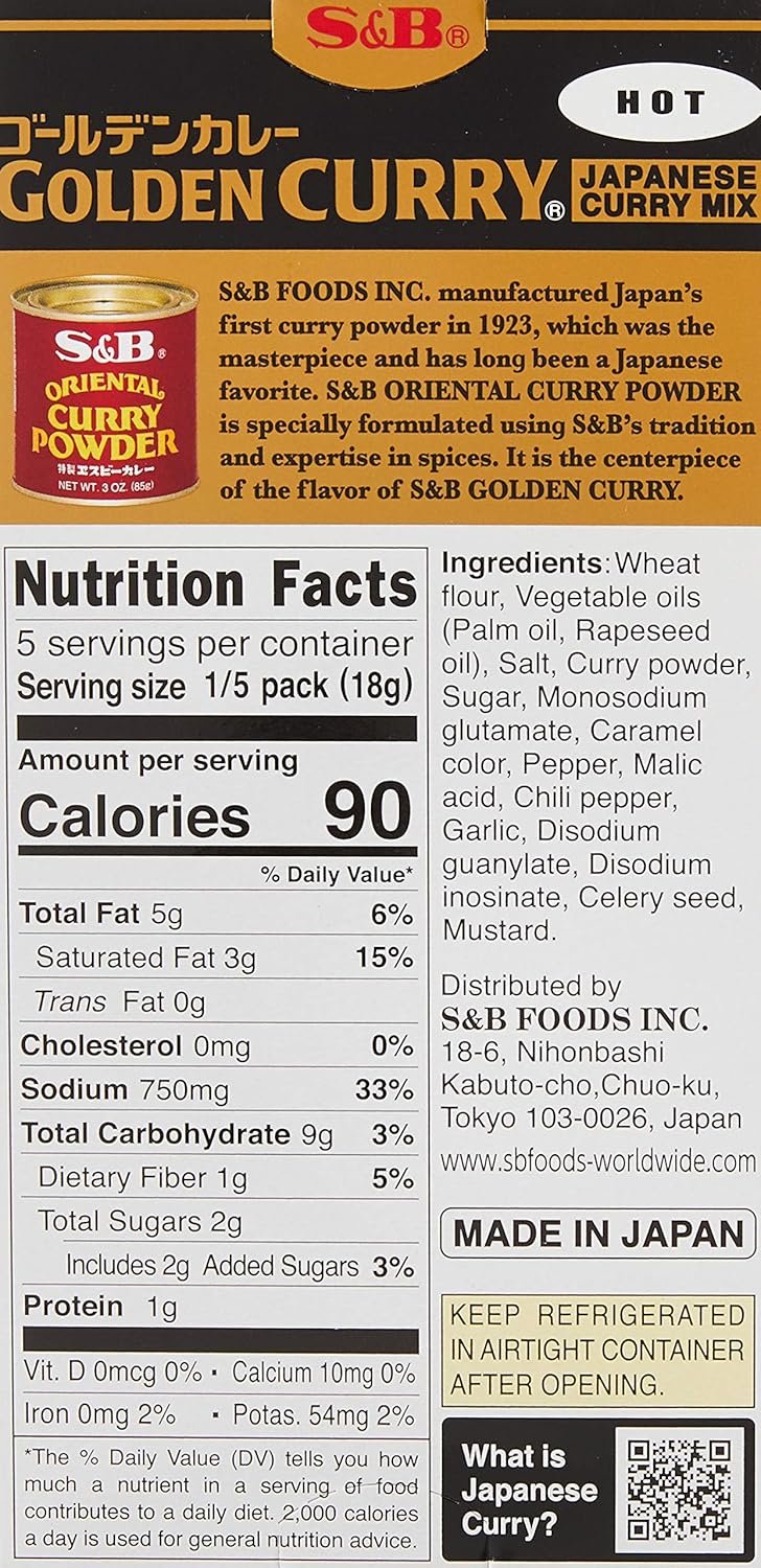 made with s&b original curry powder for authentic japanese flavor profile