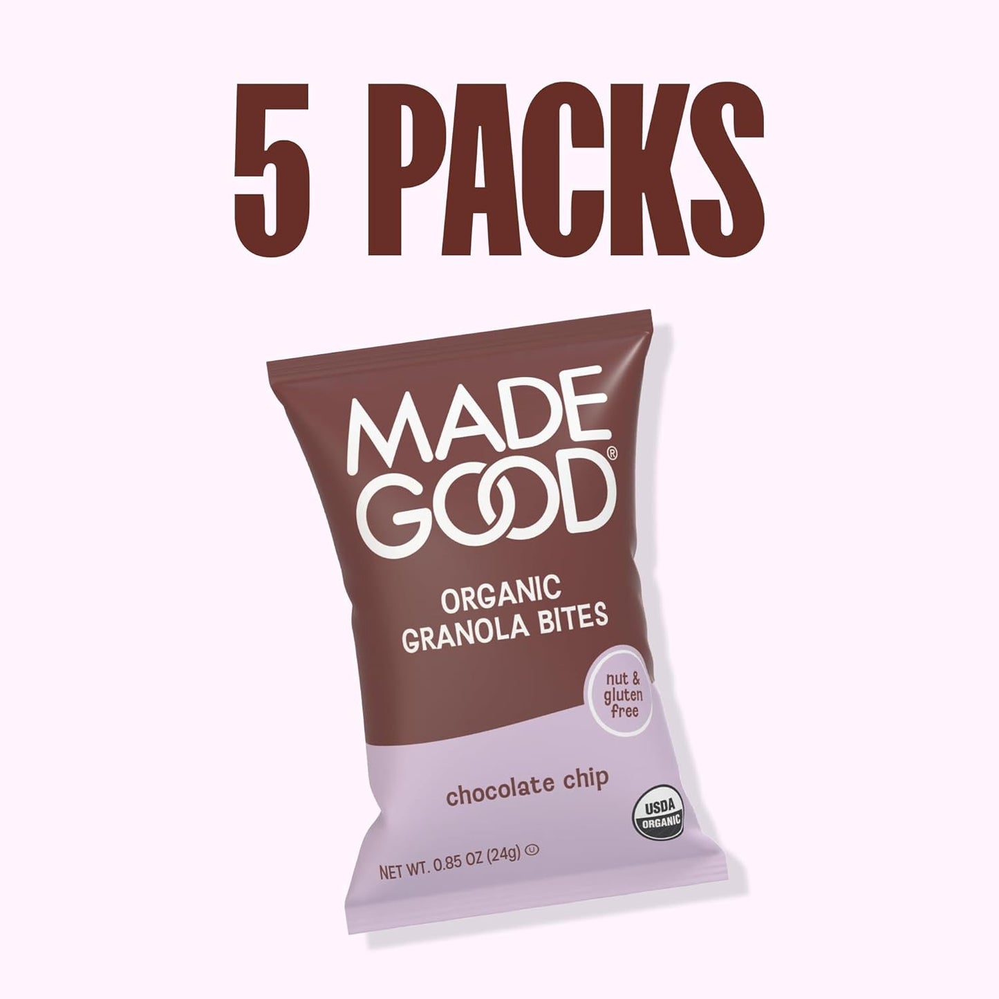 MadeGood Organic Granola Bites – Portable Hiking and Car Ride Snack for Active Families, 0.85 oz Pouches