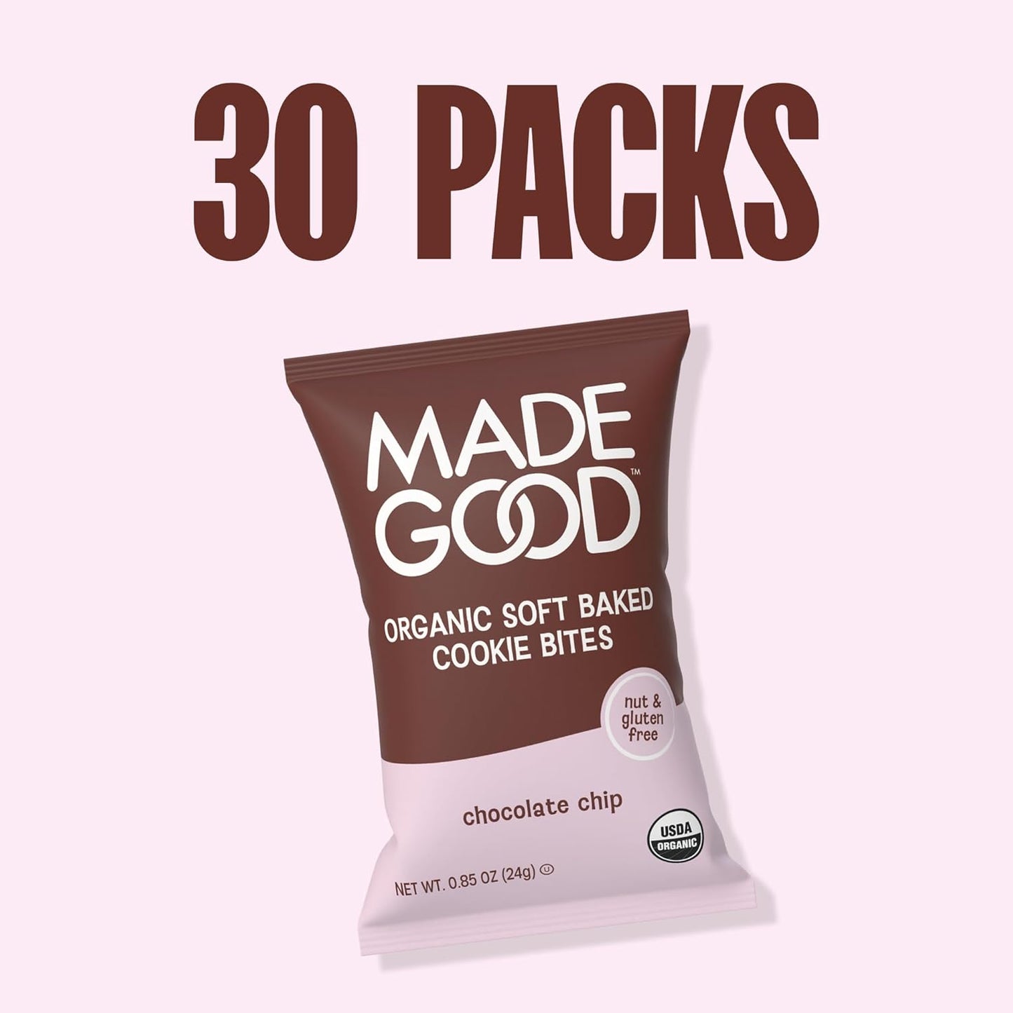 MadeGood Soft Baked Cookies – Wholesome Sweet Snack with Hidden Veggies for Mindful Snacking, 30 Count