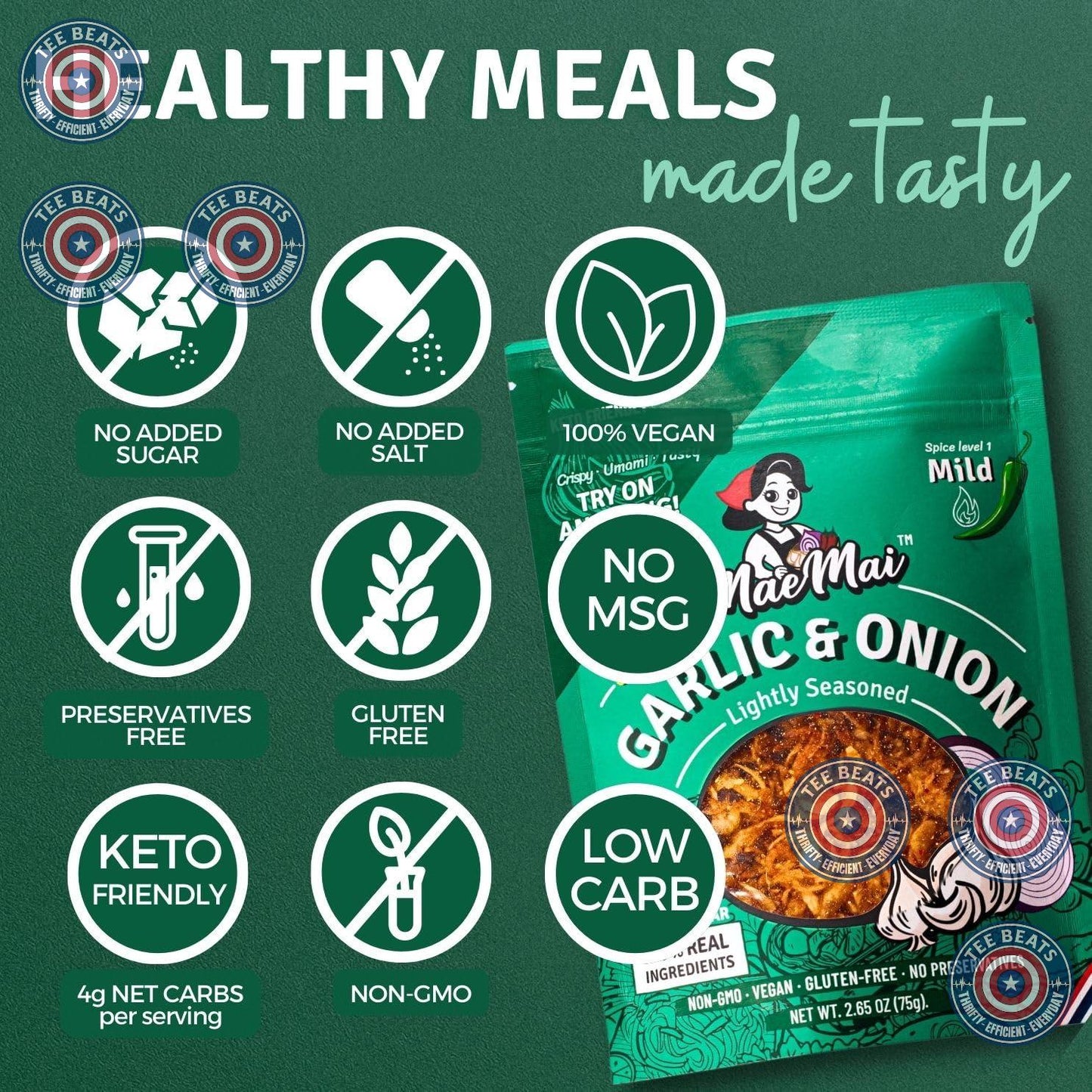 MaeMai MILD Spice – Clean-Label Umami Crisps for Mindful Meal Prep, Guilt-Free Ramen Topper