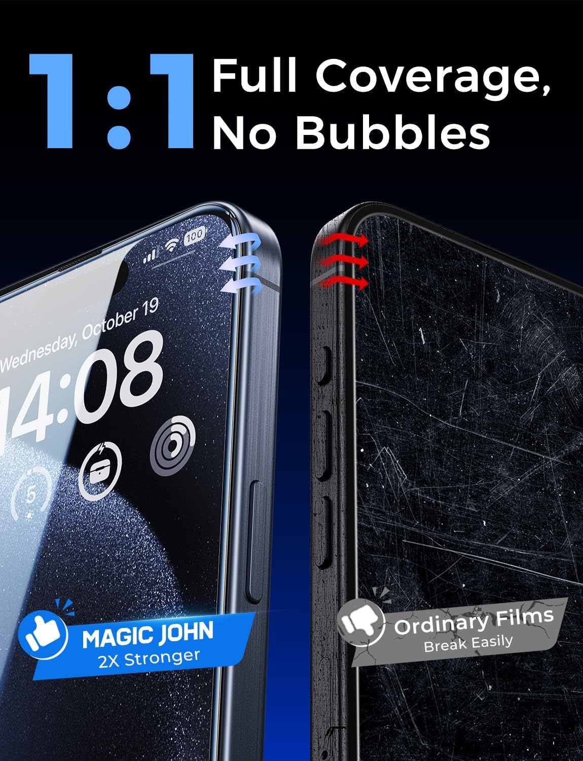 MAGIC JOHN 2 Pack iPhone 15 Pro Screen Protector – Minimalist Auto-Align Tempered Glass for Clean, Clutter-Free Setup