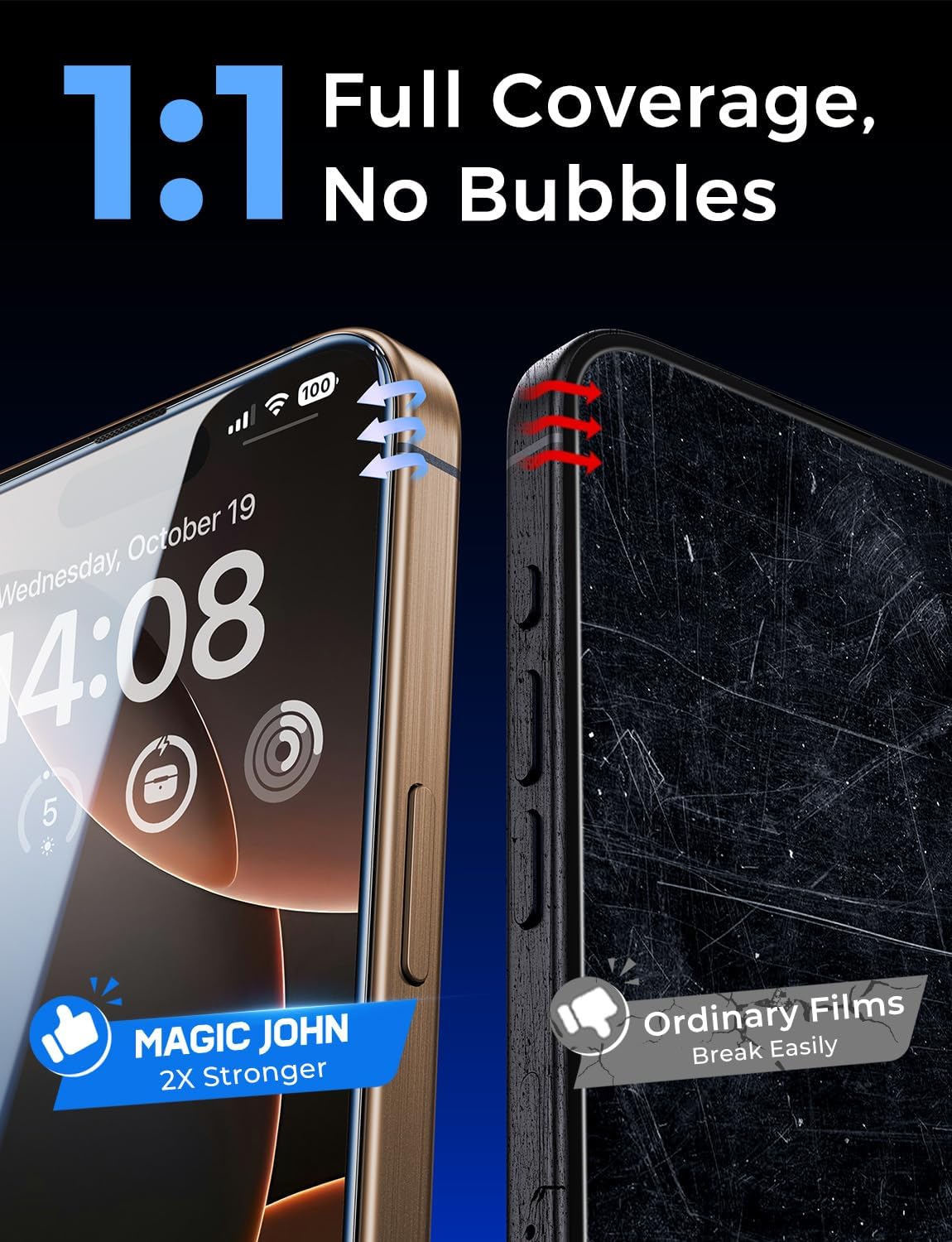 MAGIC JOHN 2 Pack iPhone 16 Pro Screen Protector – Thoughtful Birthday Gift for Him, Bubble Free Tempered Glass with Easy Install Tray