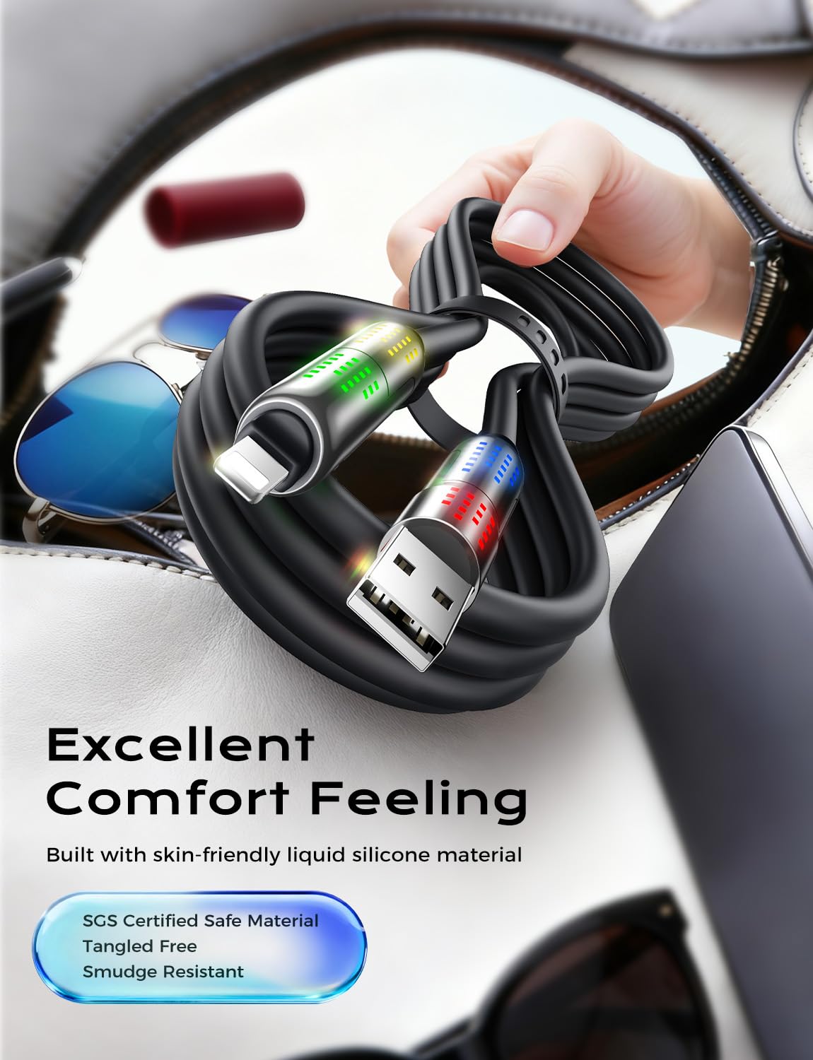 MAGIC JOHN 240W 4-in-1 Charging Cable for Remote Work, One Cable to Power Laptop and Phone at a Home Office Desk