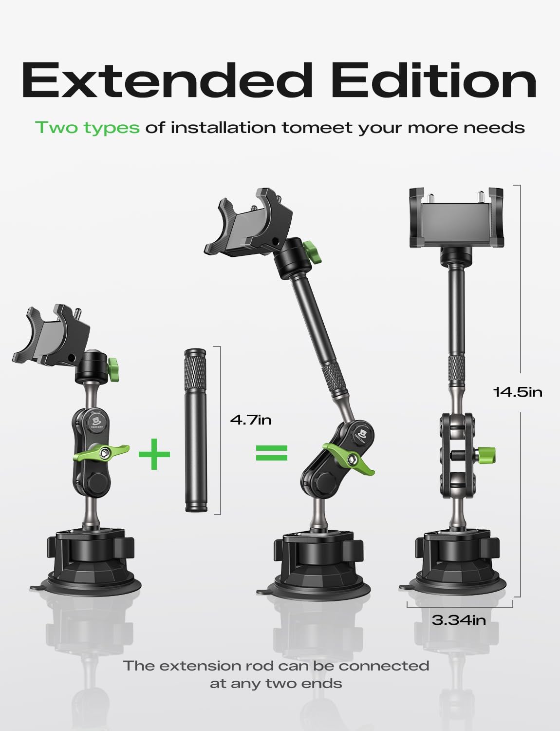 MAGIC JOHN Heavy-Duty Car Phone Mount for Road-Trippers, Suction Cup Windshield Phone Holder for Rental Cars and Long Drives