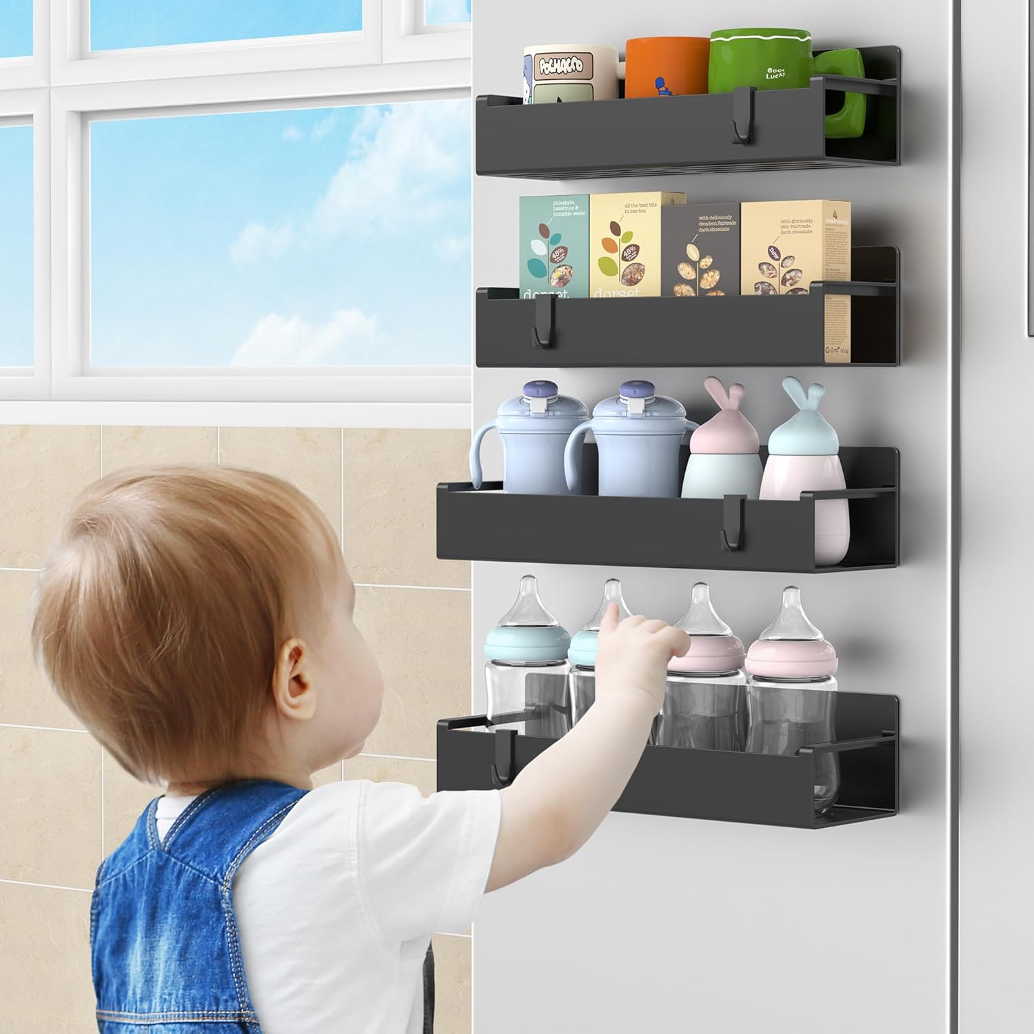 MagnetBrand Fridge Spice Shelf – Clean-Lines Storage for Small Kitchens, Tool-Free Magnetic Mount in Cream White
