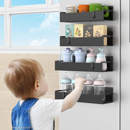 MagnetBrand Fridge Spice Shelf – Clean-Lines Storage for Small Kitchens, Tool-Free Magnetic Mount in Cream White