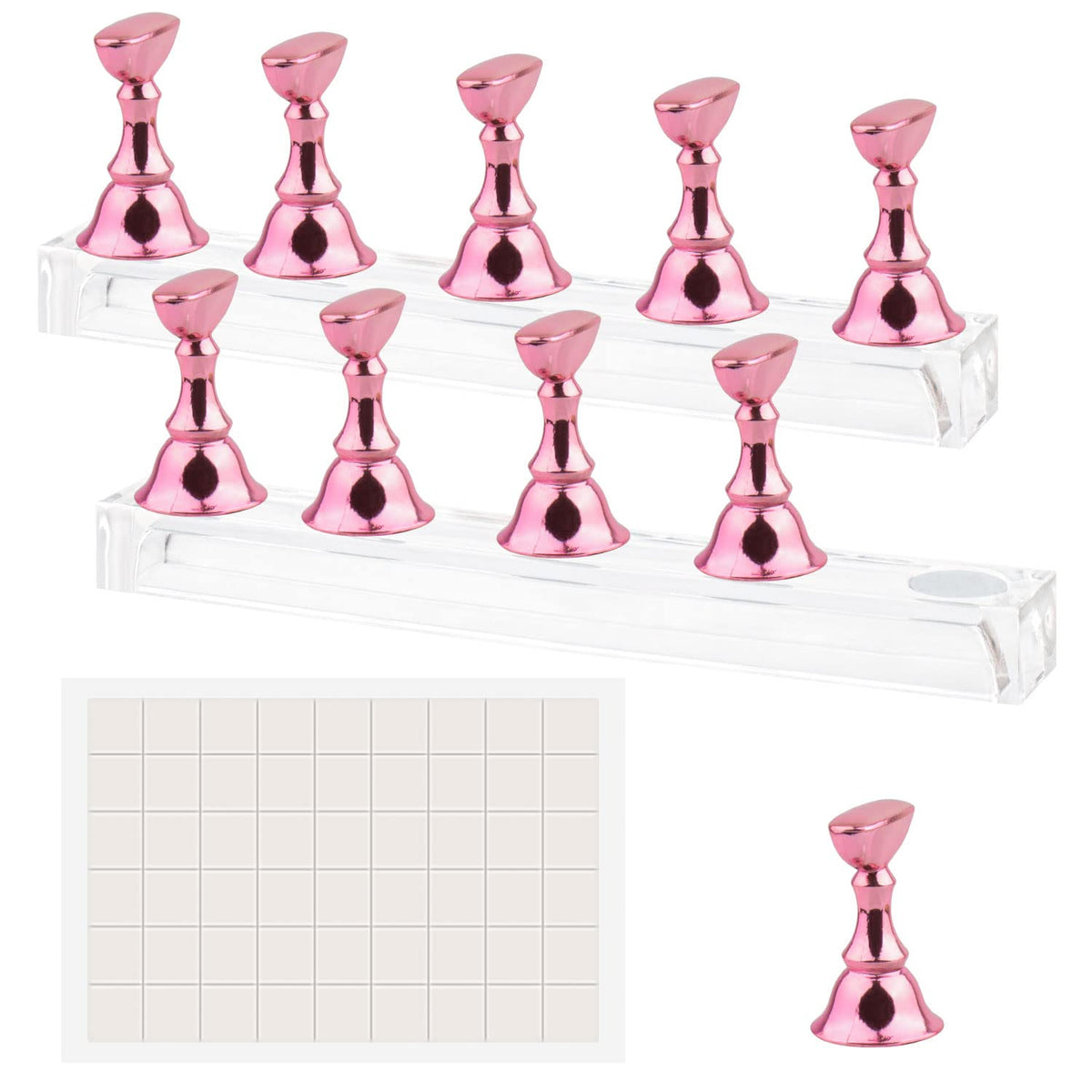 magnetic attachment system with metal magnetic surfaces on each small seat and base for effortless tip swapping