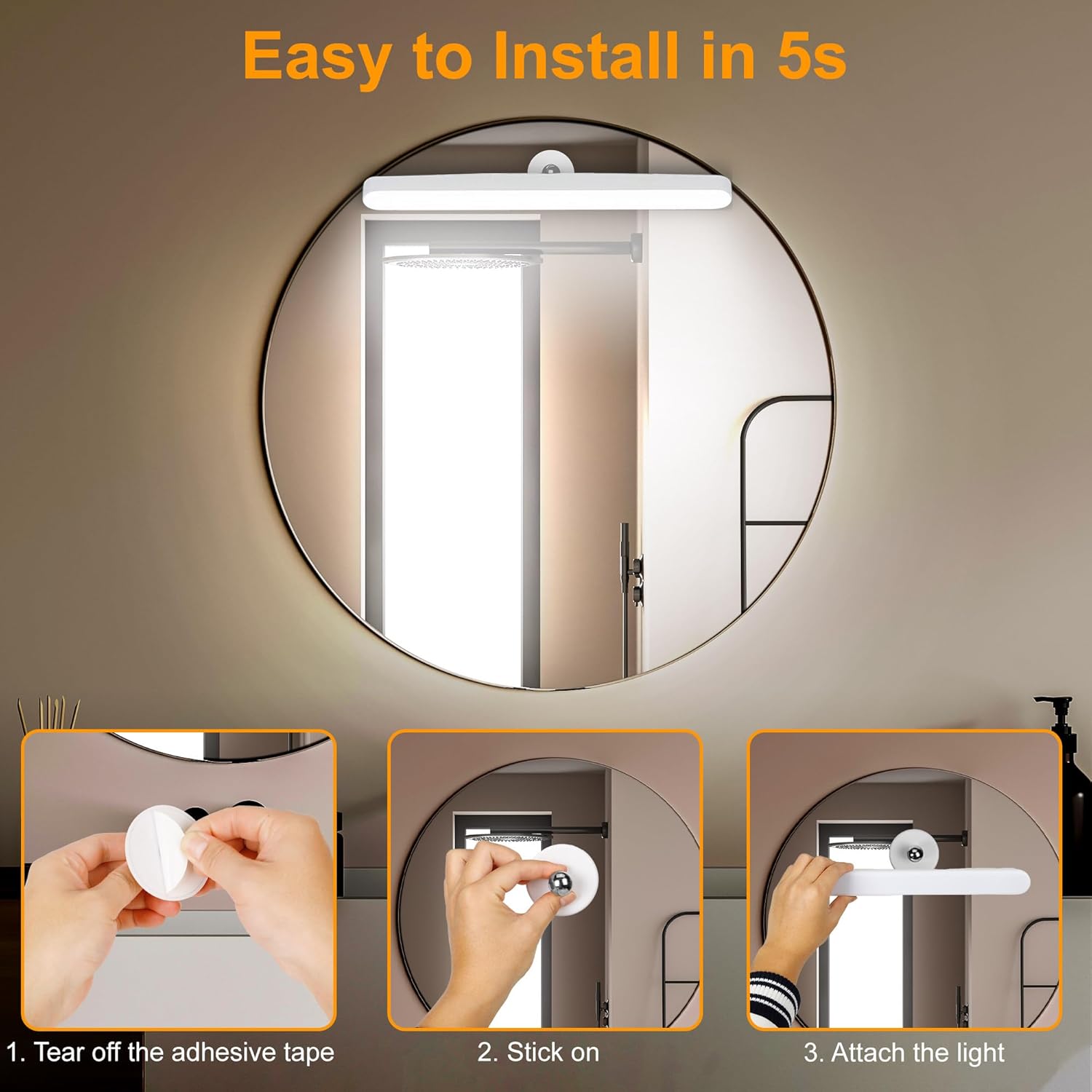 magnetic self-adhesive mounting base requiring no drilling or wiring
