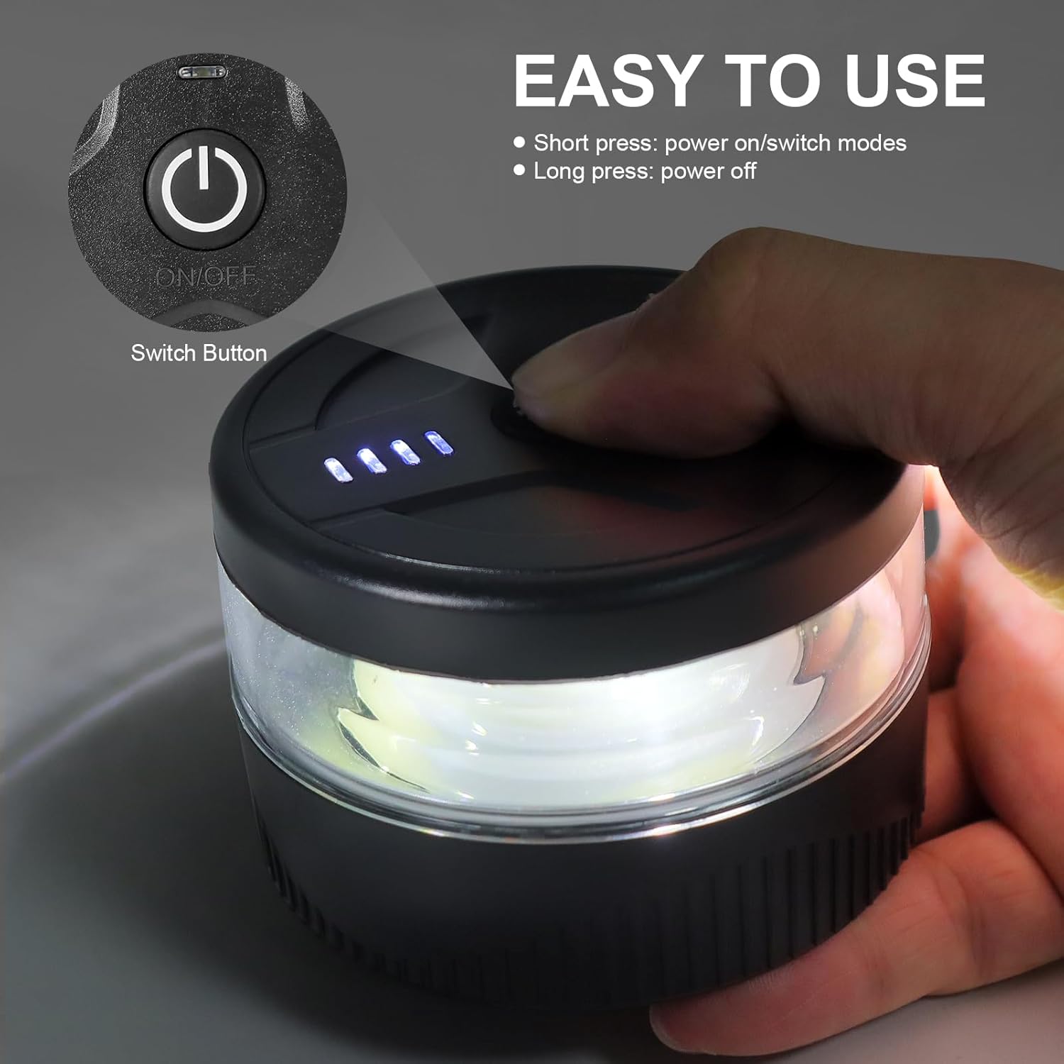 Magnetic Wireless Beacon Light, Single-Button USB-C Rechargeable Strobe for Clean Fleet Setups, 3.6-Inch Round IP67