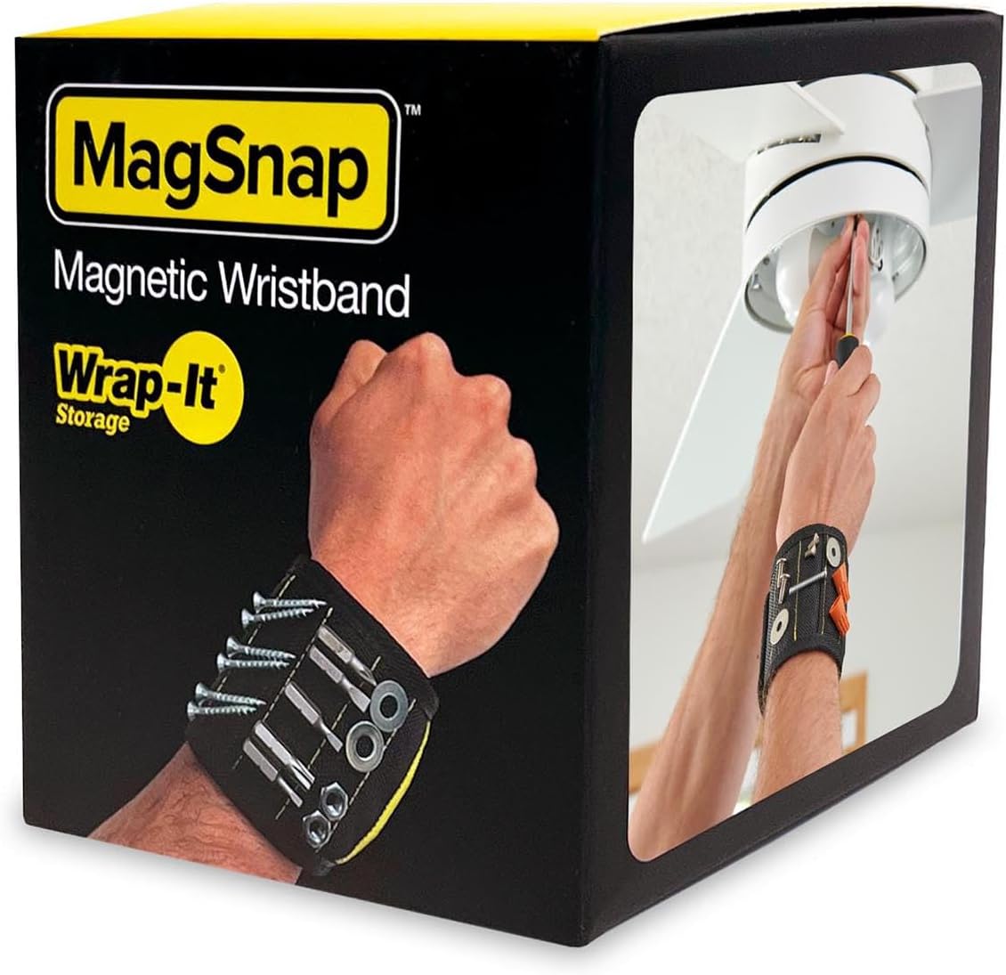 MagSnap Magnetic Wristband by Wrap-It Storage - Simple Black Wrist Tool, Clean-Looking Screw Holder for Clutter-Free Workshops