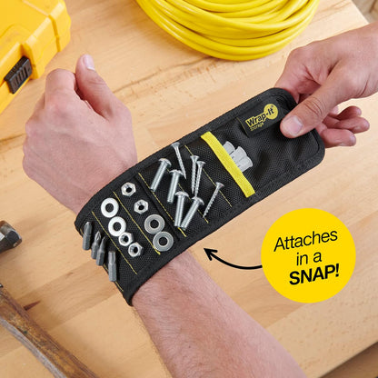 MagSnap Magnetic Wristband by Wrap-It Storage - Simple Black Wrist Tool, Clean-Looking Screw Holder for Clutter-Free Workshops
