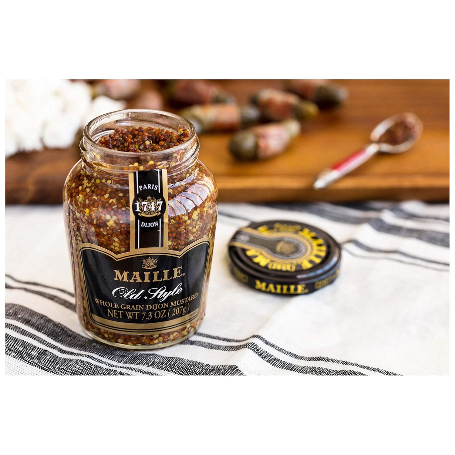 Maille Mustard Old Style – Gourmet Birthday Gift for Mom, Whole Grain French Condiment for Foodie Hosts