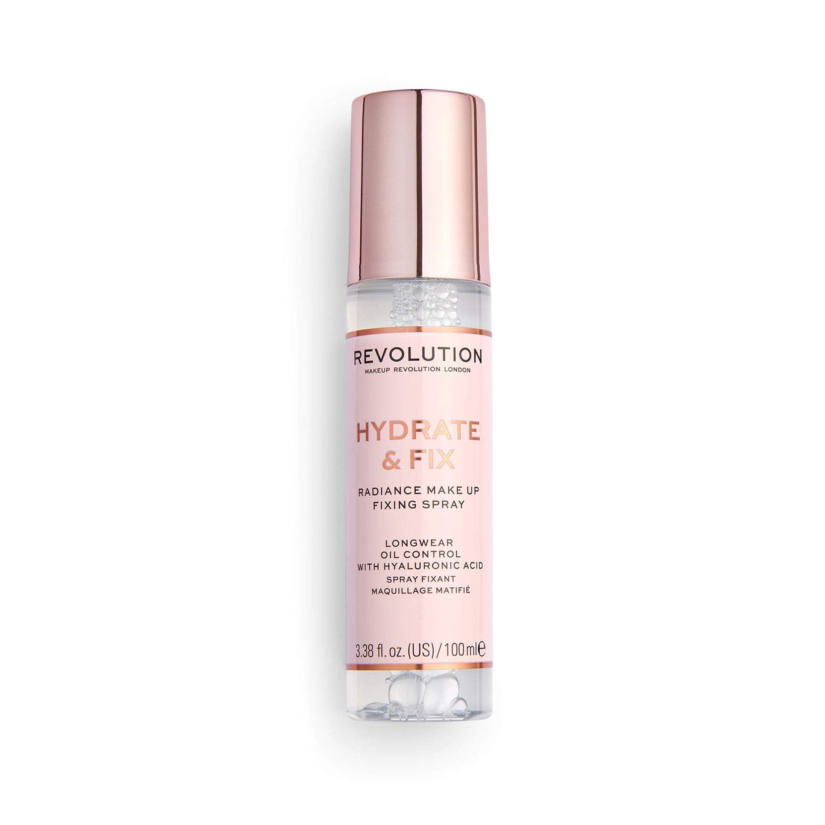 Makeup Revolution Hydrate &amp;amp; Fix Fixing Spray, Infused with Hyaluronic Acid, Matte Finish, Vegan &amp;amp; Cruelty-Free, 3.38 Fl Oz