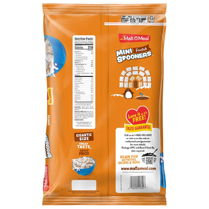 Malt-O-Meal Frosted Mini Spooners Shredded Wheat Cereal, 60 oz Resealable Travel Bag – Road Trip and Camping Cereal for the Whole Crew
