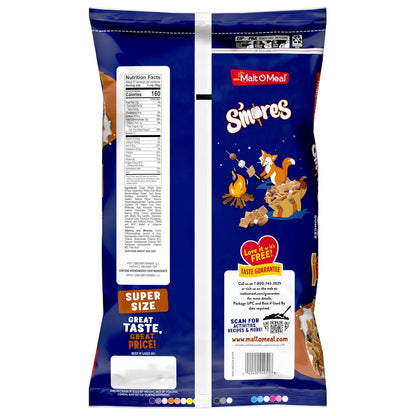 Malt-O-Meal S'mores Cereal – Quick Energy Breakfast Bowl for Busy Work-from-Home Mornings, 30 oz Bag