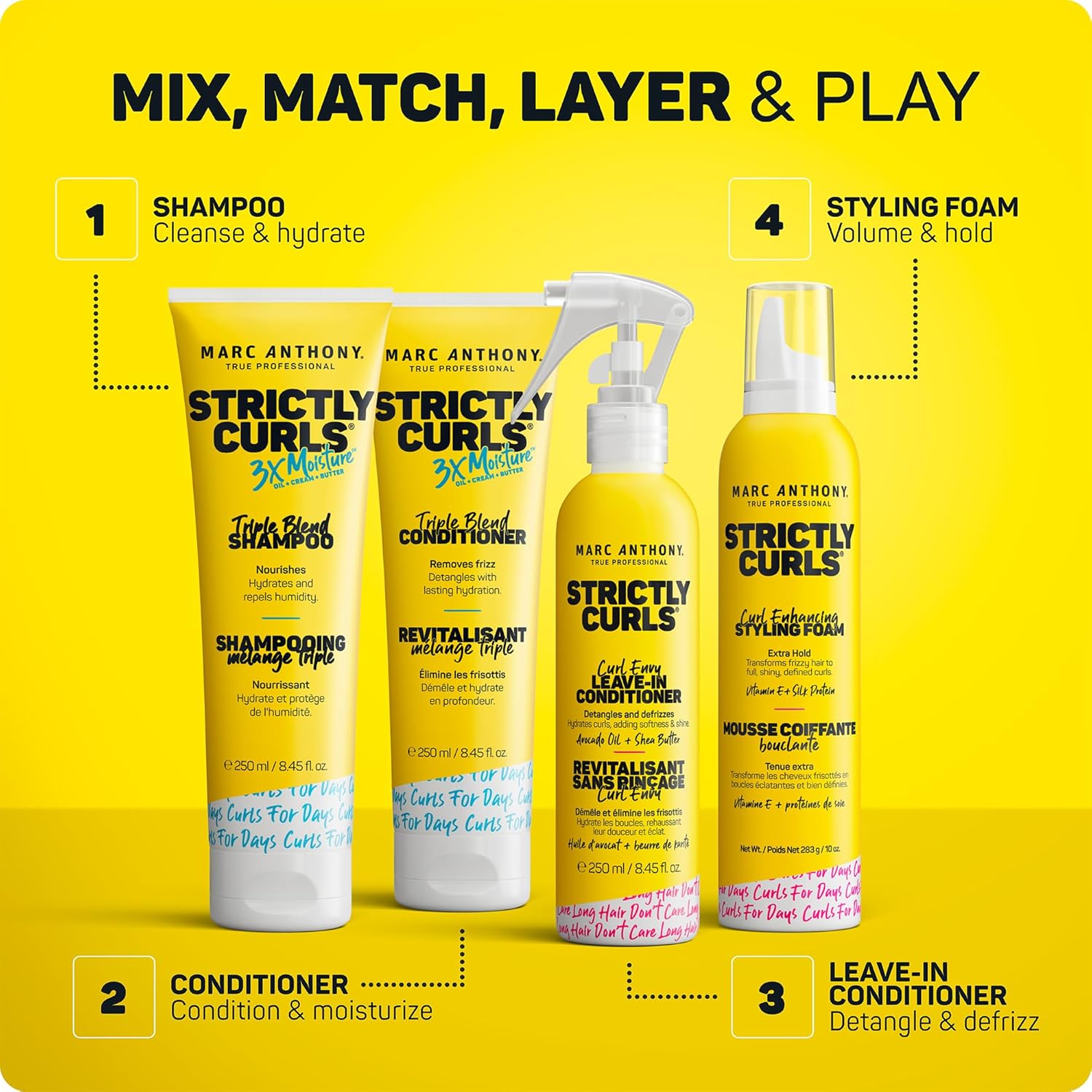Marc Anthony Strictly Curls Styling Foam – Clean Beauty Curl Mousse, One Step Sulfate Free Formula for Simple Routines
