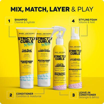 Marc Anthony Strictly Curls Styling Foam – Clean Beauty Curl Mousse, One Step Sulfate Free Formula for Simple Routines