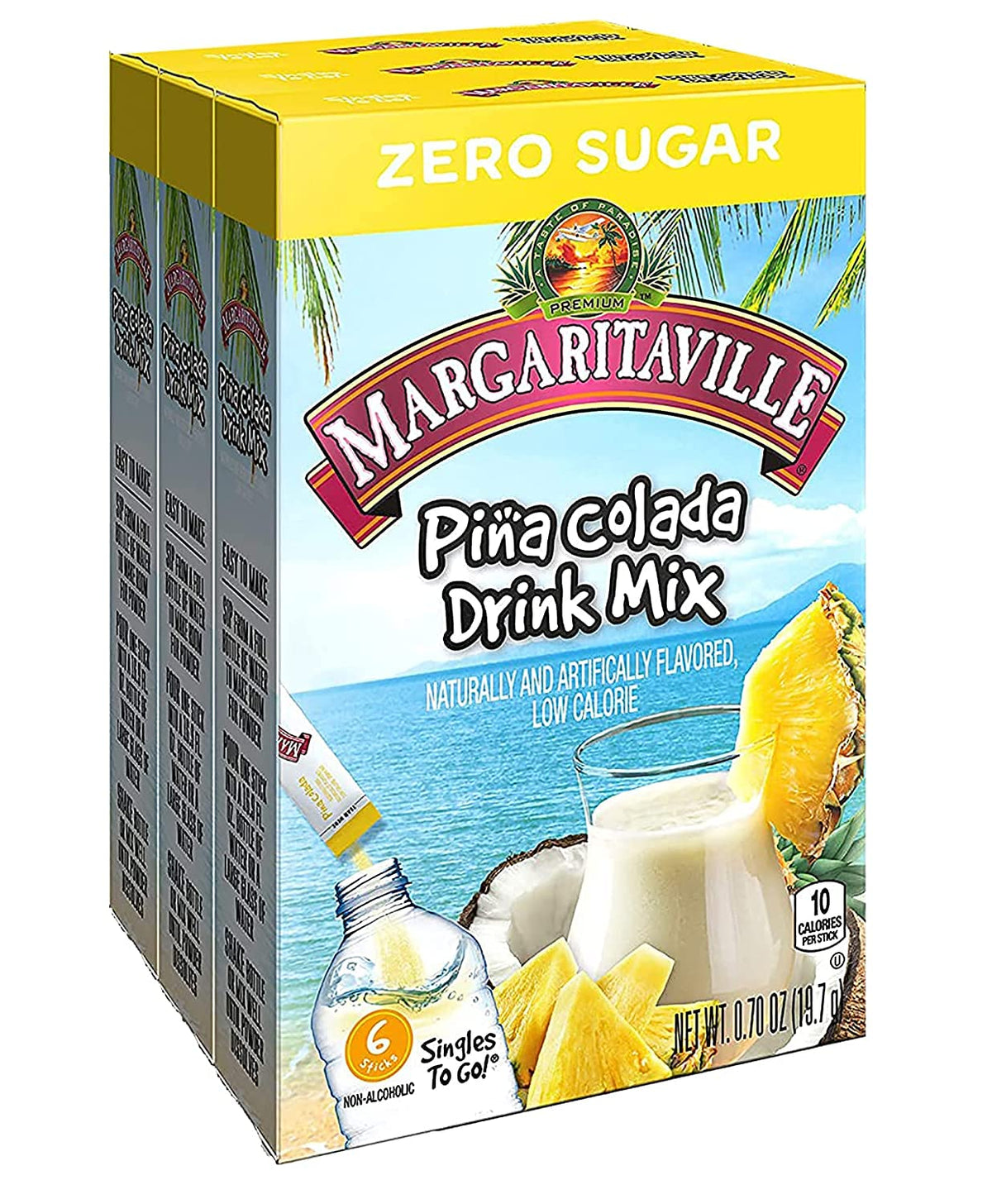 Margaritaville Singles To Go Drink Mix, Non-Alcoholic Powder Sticks (Pina Colada)