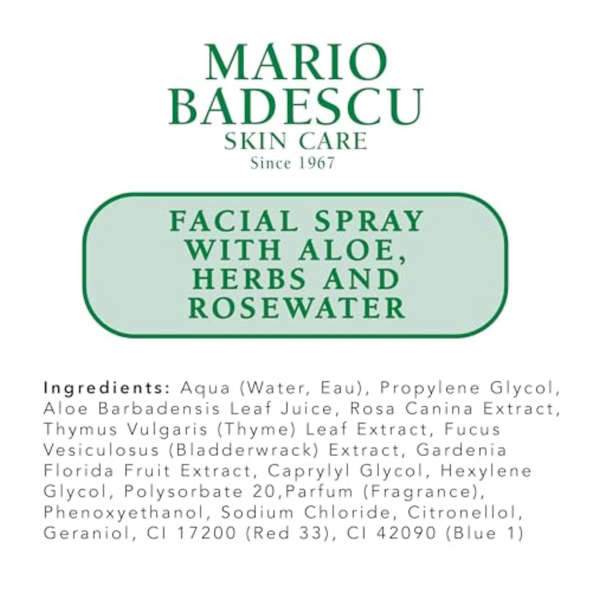 Mario Badescu Facial Spray with Aloe, Herbs and Rose Water – Nightly Wind-Down Toner Mist for Restorative Skin Rituals
