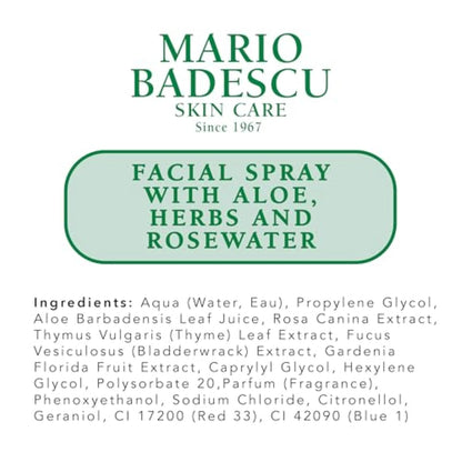 Mario Badescu Facial Spray with Aloe, Herbs and Rose Water – Nightly Wind-Down Toner Mist for Restorative Skin Rituals