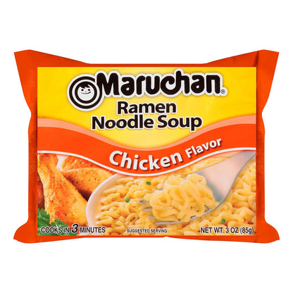 Maruchan Ramen Chicken, Instant Ramen Noodles for Kids Lunchboxes, 3-Minute Ready to Eat Meals with Built-In Seasoning Packets (24 Count)