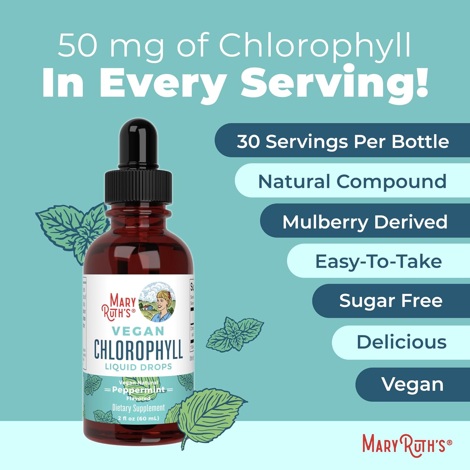 MaryRuth's Chlorophyll Liquid Drops – Clean Design Supplement for the Uncluttered Pantry, Two-Ingredient Hydration