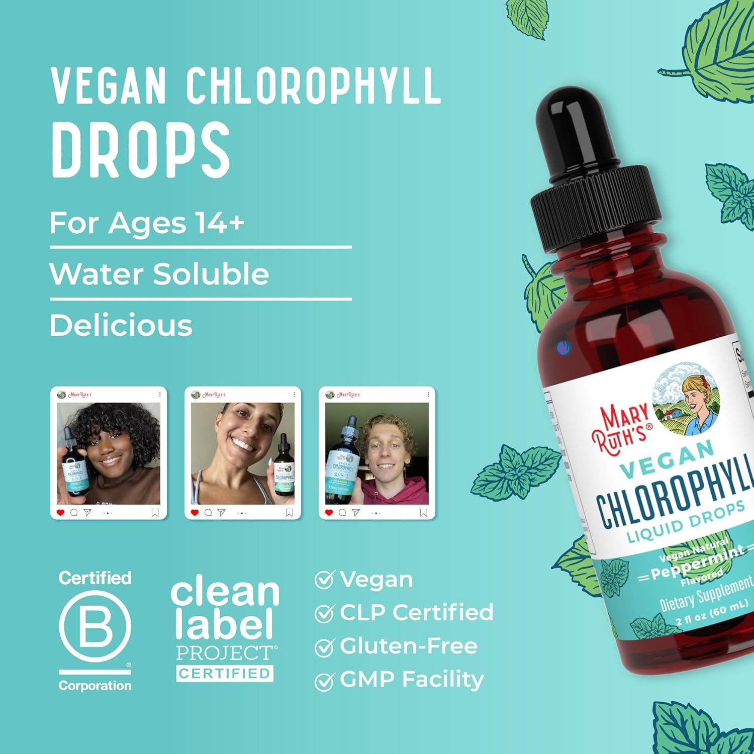 MaryRuth's Chlorophyll Liquid Drops – Clean Design Supplement for the Uncluttered Pantry, Two-Ingredient Hydration