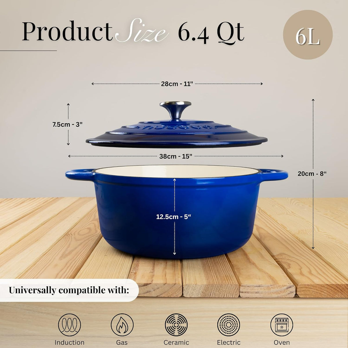 matching cast iron lid that locks in moisture and heat