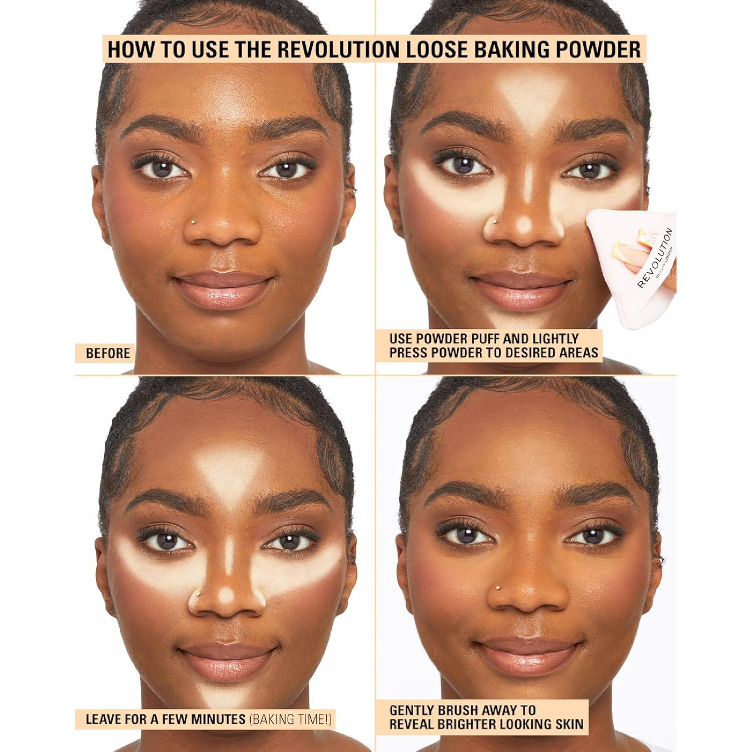 matte finish that absorbs shine and excess oil without flashback