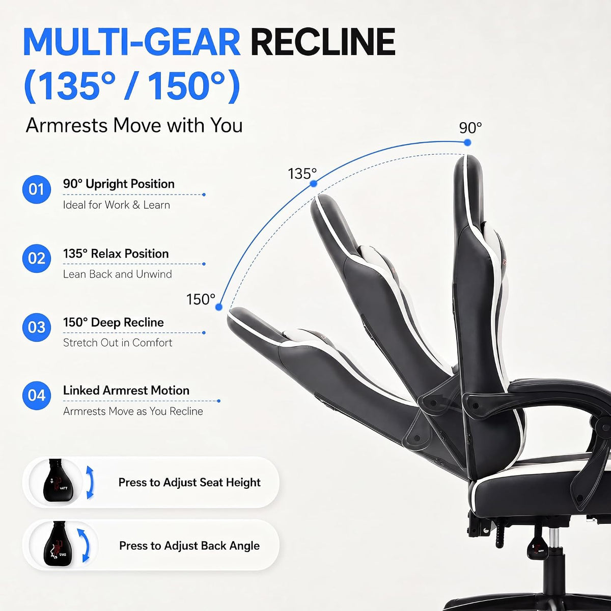 Mavway Crafted Metal-Base Recliner – Luxury Home Office Chair with Spa-Grade Vibration Massage
