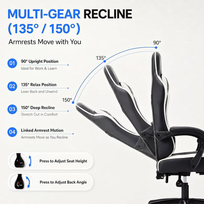 Mavway Crafted Metal-Base Recliner – Luxury Home Office Chair with Spa-Grade Vibration Massage