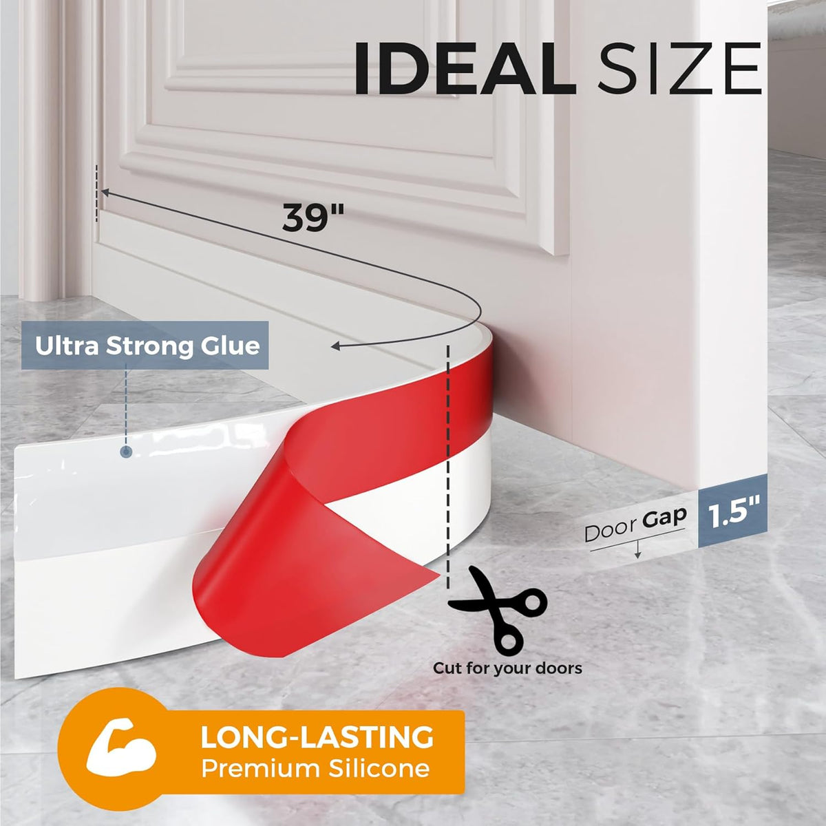 maximum 1.5-inch gap fill capacity for uneven thresholds and older door frames