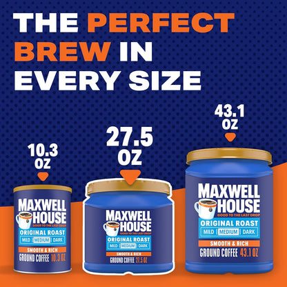Maxwell House 27.5oz Ground Coffee Medium Original Roast – Cozy Family Kitchen Canister for Warm Morning Gatherings