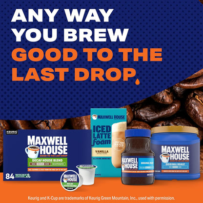 Maxwell House Decaf House Blend K-Cup Pods – Single-Serve Coffee for Uncluttered Apartment Kitchens, 84 ct Box