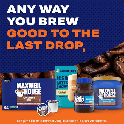 Maxwell House House Blend Medium Roast K-Cup Coffee Pods for Sensitive Stomach Daily Ritual, 84 ct